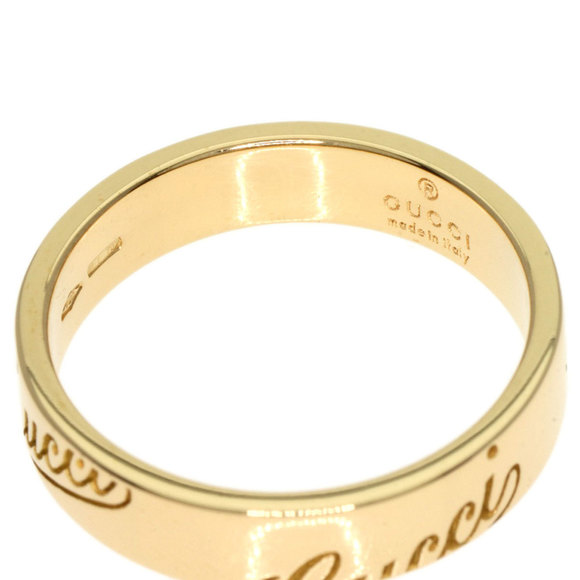 GUCCI Icon Print #9 Ring 18K Yellow Gold Size 4.75 - Picture 4 of 7